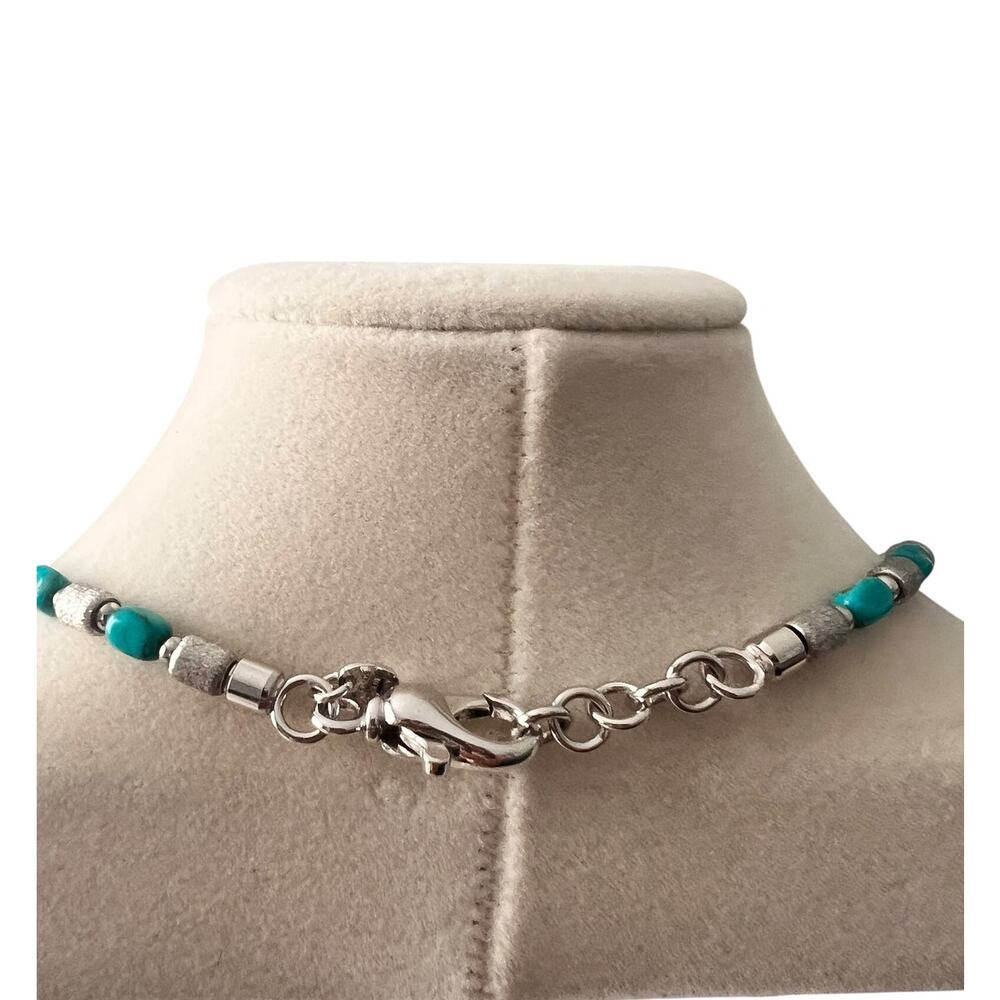 Signed Milor Italy Bronze Turquoise Bead Necklace 16" Vintage Lobster Clasp - Picture 5 of 8